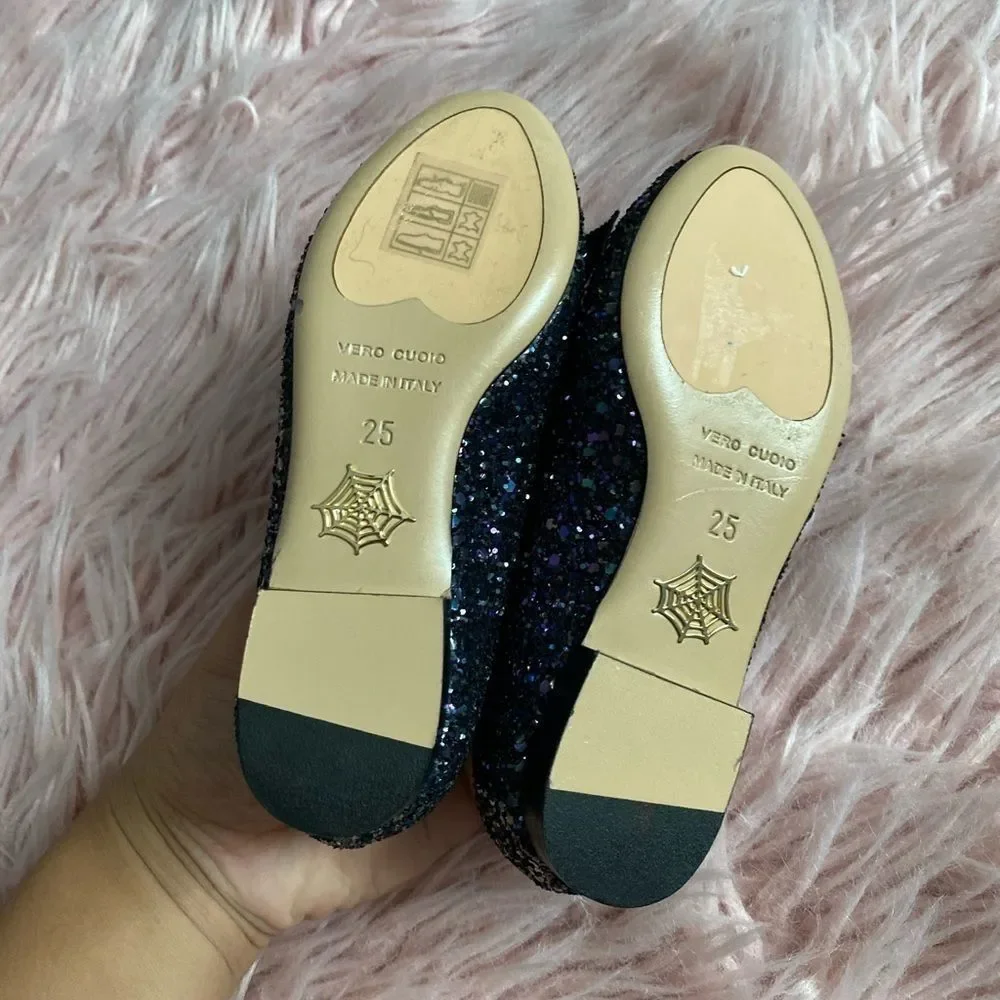 Charlotte Olympia Incy Olivia Blue Glitter flats